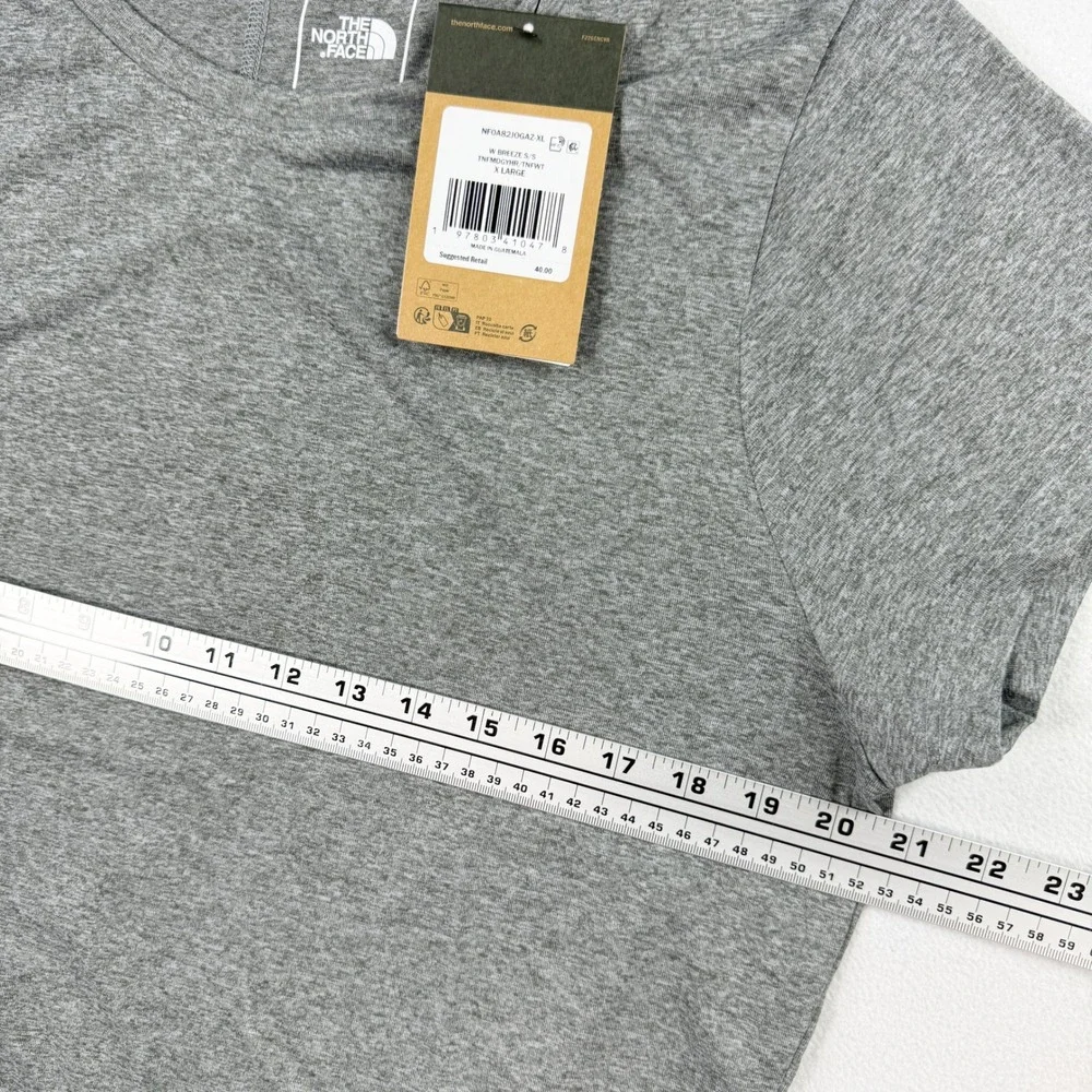 The North Face Women Breeze Flashdry Shirt Size XL Grey Heather Short Sleeve NEW - Picture 5 of 9